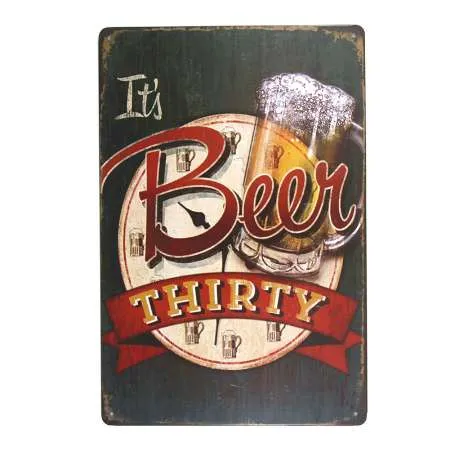 DL-It's beer thirty Metal painting Club Bar Home Old Wall Art Hanging Logo Plaque Decor