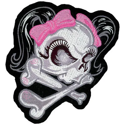 HOT SALE Cooleat Lady Pink Skull MC Back Embroidery Patch Motorcycle Club Vest Outlaw Biker MC Colors Patch Free Shipping