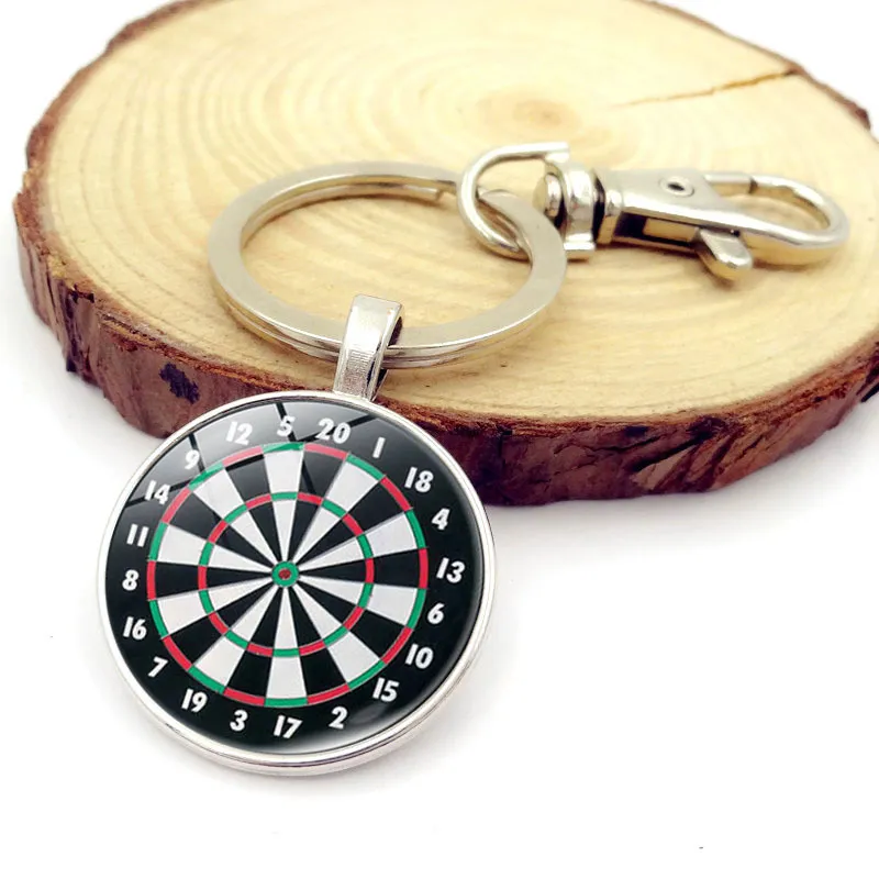 Darts target key chain Restore ancient time gem pendant key ring Dart sports lovers key holder