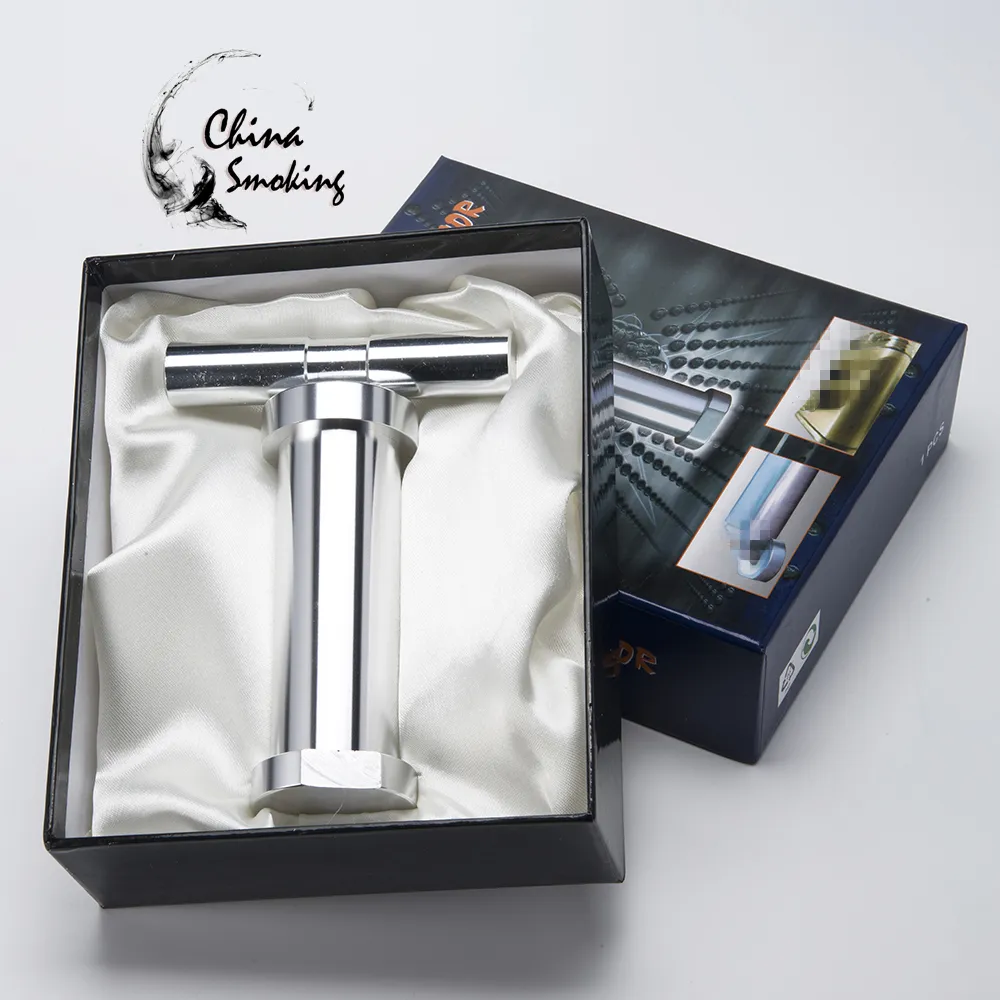 Aluminium T-Pollen Presser 5.7 Inch Smoke Tool with Gift Packing Box Length=145mm Dia=17mm Silver color Smoking Pipes