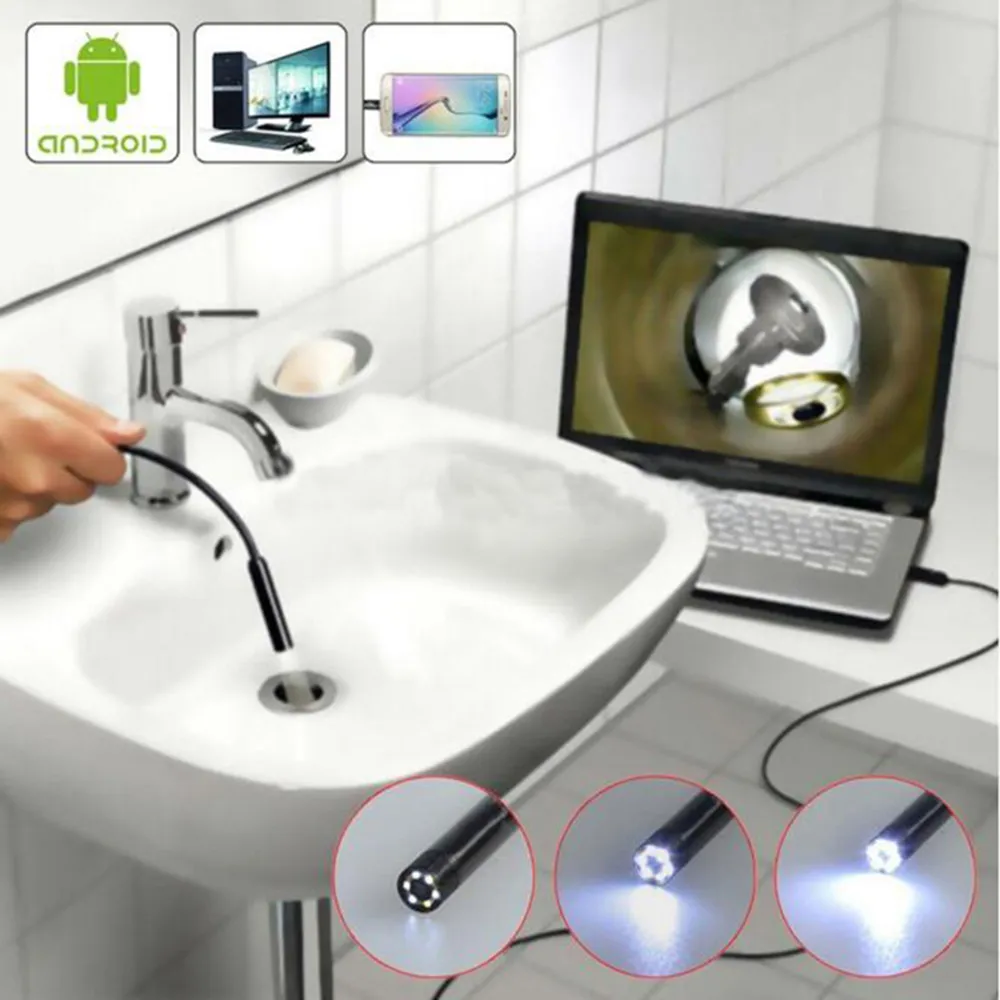 Endoscopio USB da 5,5 mm endoscopio Android Endoscopio telecamera di ispezione periscopio impermeabile a 6 LED PC Android