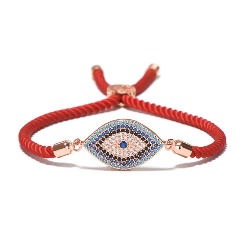 Trendy Mal Eye Micro Cristal Pulseira Charme Red Linha Red Corrida Corrida Corrida Ajustável Bracelete étnica para as mulheres Turquia Presente de jóias afortunado