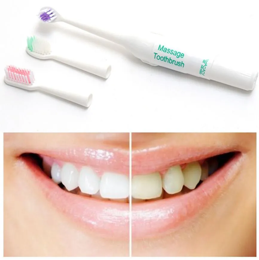 Hot 3 cabeças escova de dentes elétrica tipo rotativo cabeças de escova a pilhas Teethbrush venda quente dentes branqueamento para adultos crianças