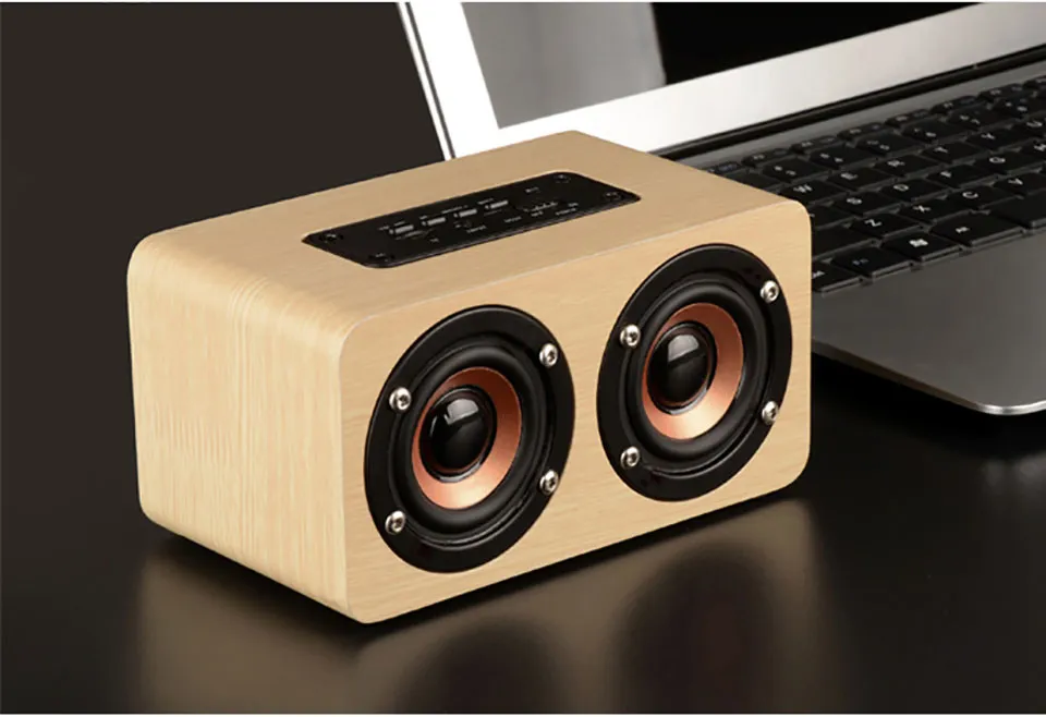 Altoparlante Bluetooth senza fili in legno retrò con uscita da 10 W Altoparlante HiFi portatile Bluetooth Mini 3D doppio altoparlante Ricarica USB MIGLIORE