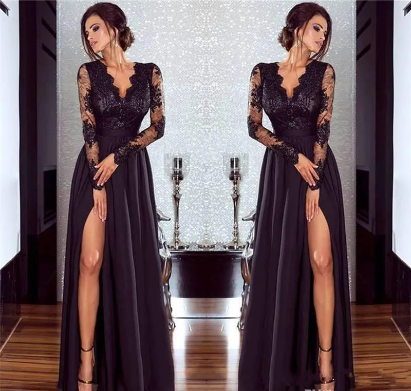 Modest black on sale prom dresses