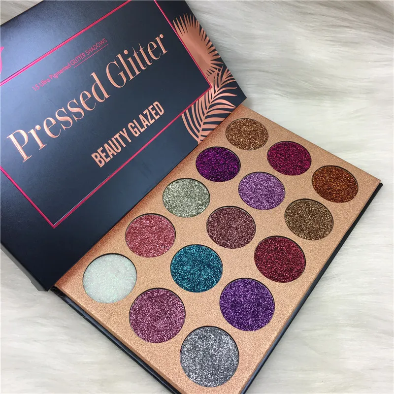 Hot Brand Makeup Beauty Glazed 15colors Pressed Glitter Eyeshadow Palette Pigmented Eye cosmetics Top qualité DHL shipping