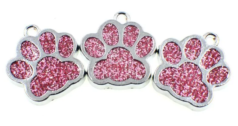 Intero 50 pz / lotto Bling dog bear zampa stampa ciondolo pendente adatto portachiavi fai da te collana moda gioielli320T