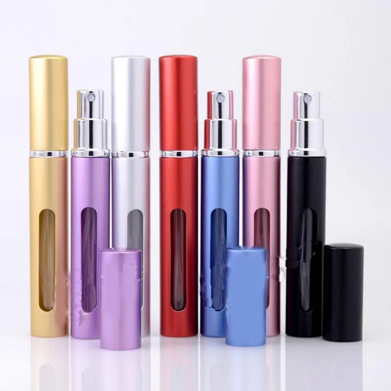 5ml Doldurulabilir Parfüm Şişesi Mini Taşınabilir Seyahat Atomizer Şişe Kalp Şeklinde Alüminyum Tüp İçinde Cam Şişe