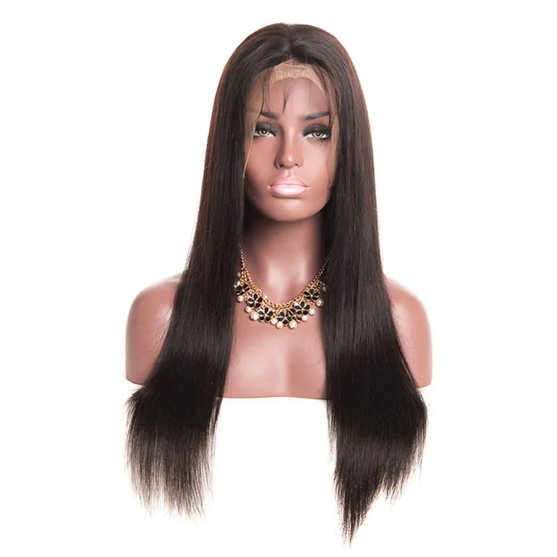 Silky Straight Lace Front Wig Brazilian Virgin Human Hair 360 Full Lace Wigs for Women Natural Color