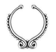 Mode Gefälschte Septum Medizinische Titan Nase Ring Bolzen Piercing Silber Kristall Indische Körper Clip Hoop Für Frauen Mädchen Schmuck geschenk