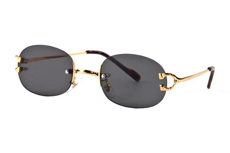 Famous vintage retro alloy metal sunglasses  horn glasses luxury designer rimless plain mirror glasses for men with original case