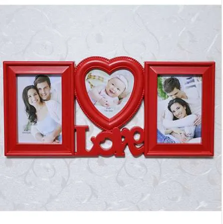 뜨거운 판매 최신 레드 러브 사진 프레임 6 인치 조합 심장 모양 결합 된 어린이 이미지 벽 교수형 벽 스튜디오 42x20cm
