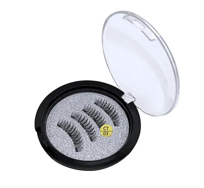 Hot sale three magnet 3D magnetic false eyelashes Natural hand-made 3 Magnetic False Eyelashes Eye lashes Beauty Makeup Accessories