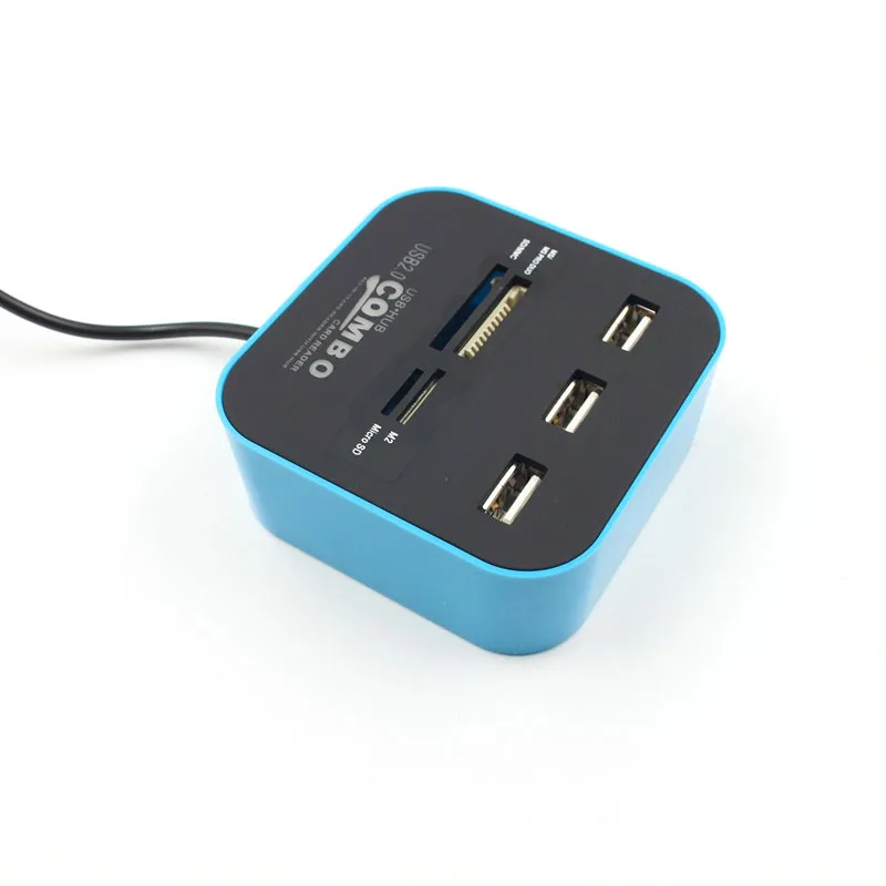 Micro USB Hub 2.0, 3 Ports + lecteur de carte SD TF, Combo USB haute vitesse, séparateur USB tout-en-un pour ordinateur portable et de bureau