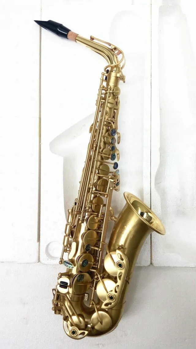 MARGEWATE Eb Alto Saxophone Instrument de Musique Professionnel Pour Étudiants En Laiton Brossé Plaqué Or Avec Étui, Embouchure Livraison Gratuite