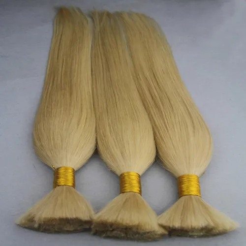 613 Bleach blond Cheveux Tressés Humains En Vrac Droite 300g pas de trame en vrac de cheveux humains pour le tressage