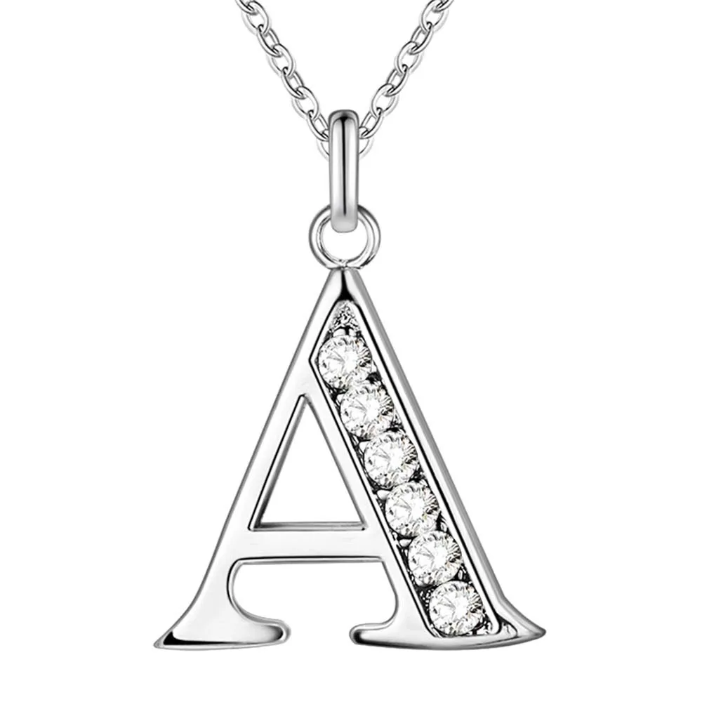 Mode haute qualité 925 argent 26 pièces lettre avec diamant collier 925 argent collier saint valentin vacances 237L