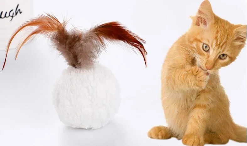 10шт кошка плюшевые мяч игрушка мята домашняя кошка интерактивная игрушка птичьего перо тизер с кошачкой игрушки для кошек играть в нуля продукты домашних животных
