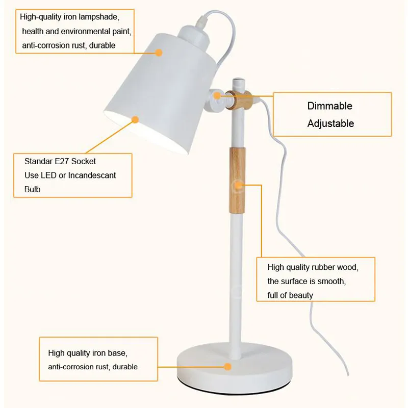 Moderna lampada da tavolo regolabile in stile europeo AC 90-260V Lampada da tavolo personalità creativa soggiorno
