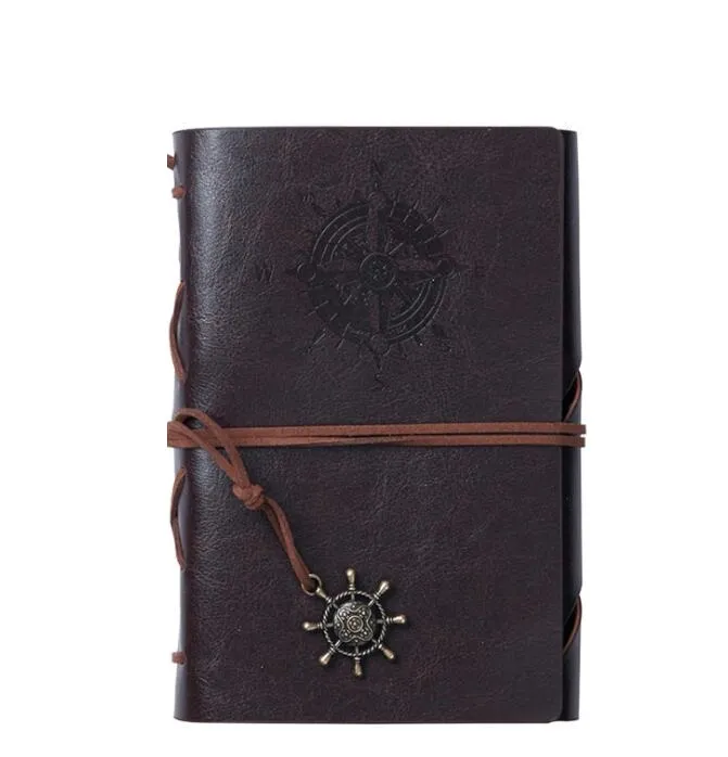 A5 espiral escola Notebook Traveler Diário Diário Livro Piratas Do Vintage âncoras de Couro Pu Livro de Nota de Couro No papel de presente de Natal