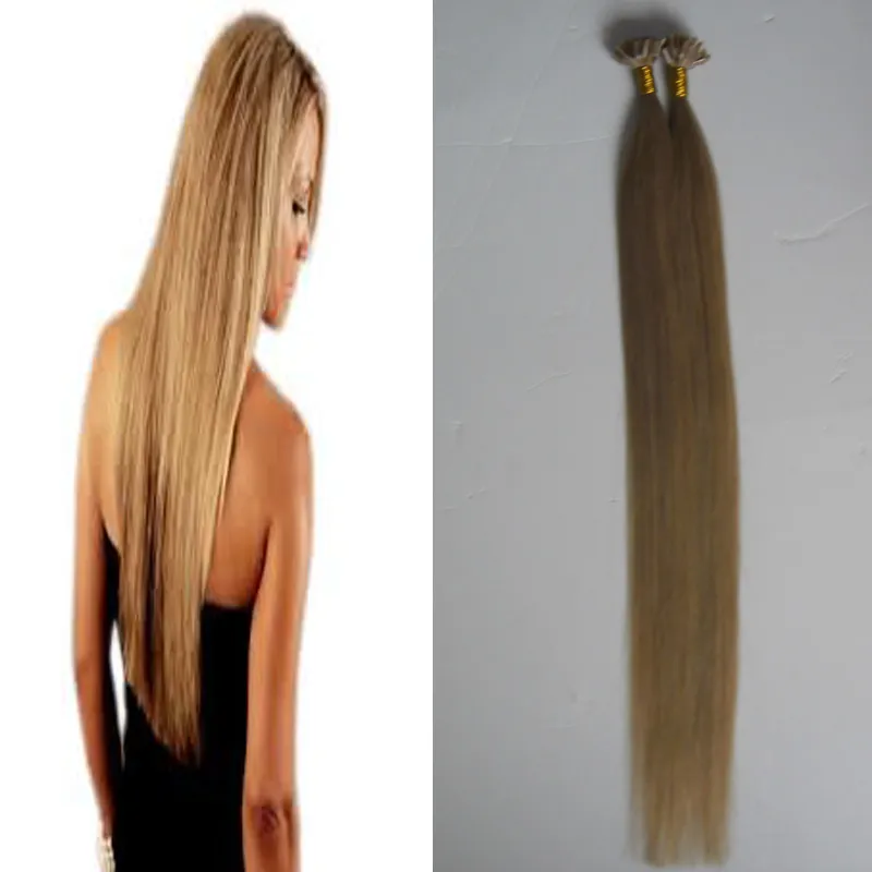 #27 Honey blond Virgin Hair Straight U Tip Hair Extension Keratine 100g Keratin Stick Tip fusion human hair