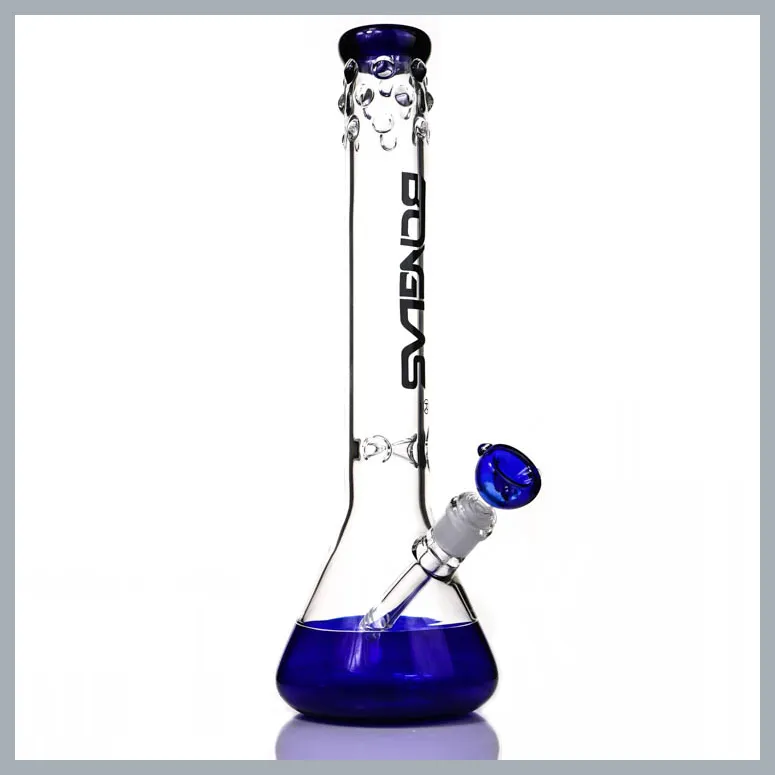 nouveau design grâce bécher narguilés bong avec logo base bleue verre pipe à eau bongs attrape-glace grand 16 "gros narguilés dab rig