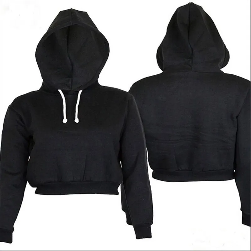 plain black cropped hoodie