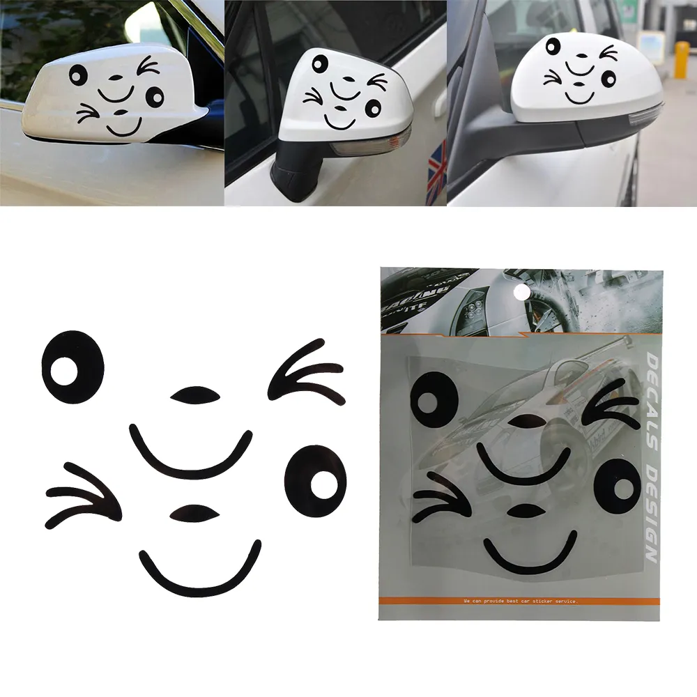 2 STÜCKE Neue Wasserdichte 3D Design Lächeln Gesicht Dekoration Aufkleber  Aufkleber Für Auto Seitenspiegel Rück Auto Auto Styling Auto Aufkleber Von  0,49 €