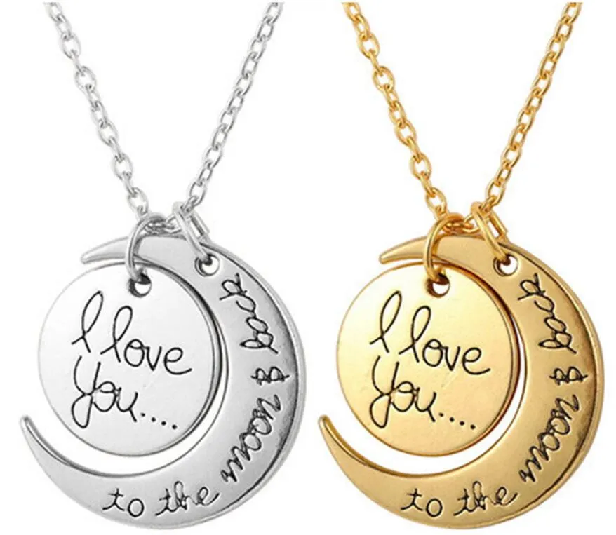 Moon Necklace I Love You To The Moon And Back For Mom Sister Family Pendant Necklaces Link Chain
