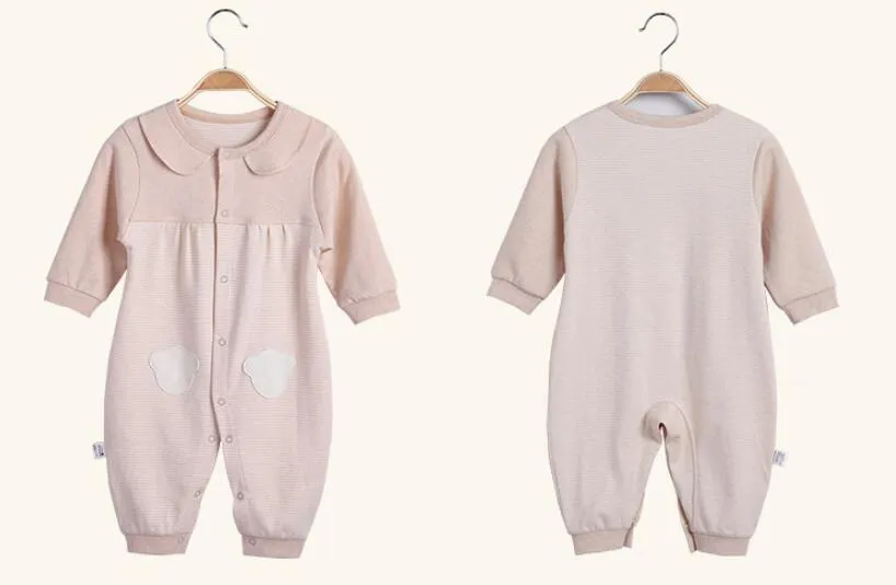 最新の生まれたばかりの赤ちゃんガール男の子長袖ベアプリント春秋幼児ジャンプスーツボディロンパース衣装服