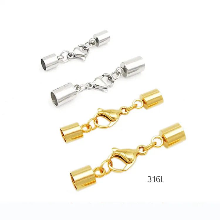 316L Stainless Steel Hummer Buckle Connector Set Chain Spännen för halsband Armband Clasp DIY Smycken Tillbehör kan passa 5,5-6,0 mm kedjor