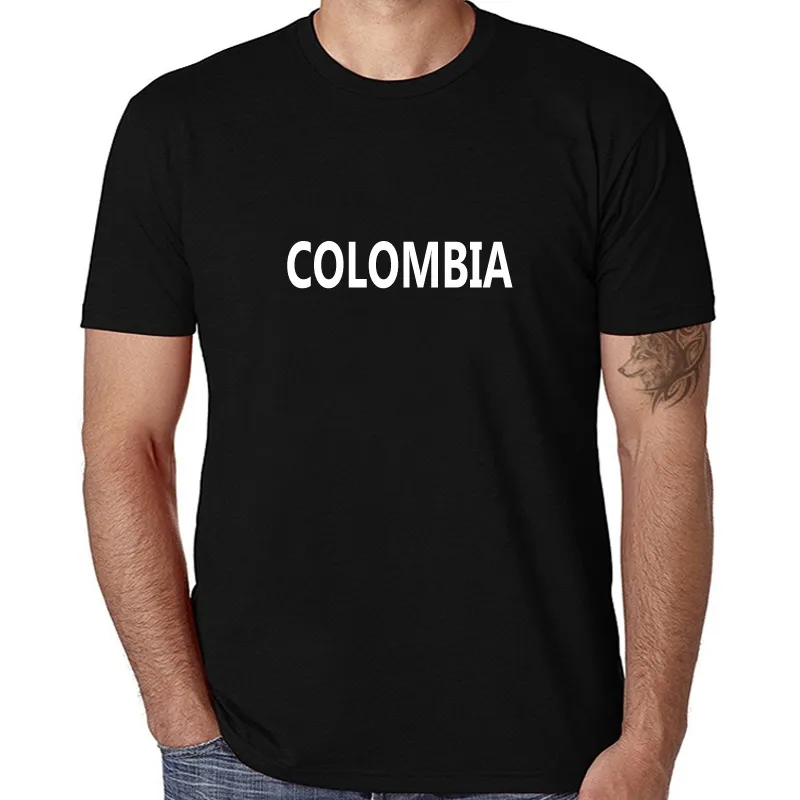 Colômbia Mens Tshirt Rússia T Shirts Homens COLÔMBIA Impressão de Manga Curta Tshirts Aptidão Algodão Macho Tops Tee