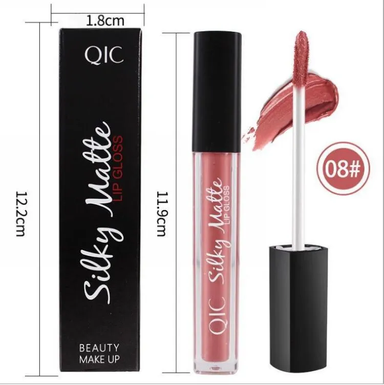 QIC Brand Waterproof Liquid Lipstick Matte Gloss Lip Nude Color Cosmetics Pigment Matte Velvet Lip Gloss Makeup Matte 