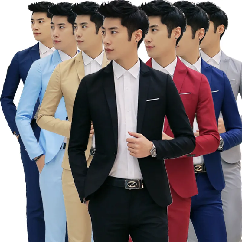2018 Fashion Custom made Jacket Formal Dress Mens Suit Set men casual wedding suits groom Korean Slim Fit Dress (coat) D18101001