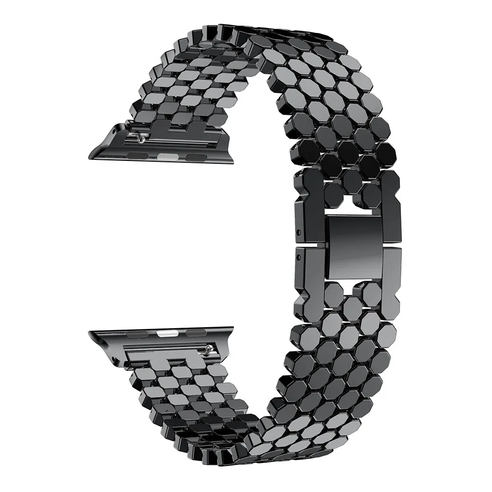 Для Apple Watch ремни рыбья чешуя металл нержавеющая сталь группа iwatch серии 1 2 3 4 с адаптерами разъем для Apple watchband 40/44 мм
