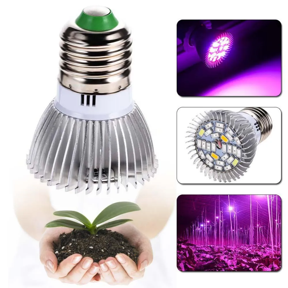 28W E27 GU10 E14 Led Grow Bulb Light 28 LEDs SMD 5730 LED Grow Light Hydroponic Plant Full Spectrum Lamp AC 85 265V
