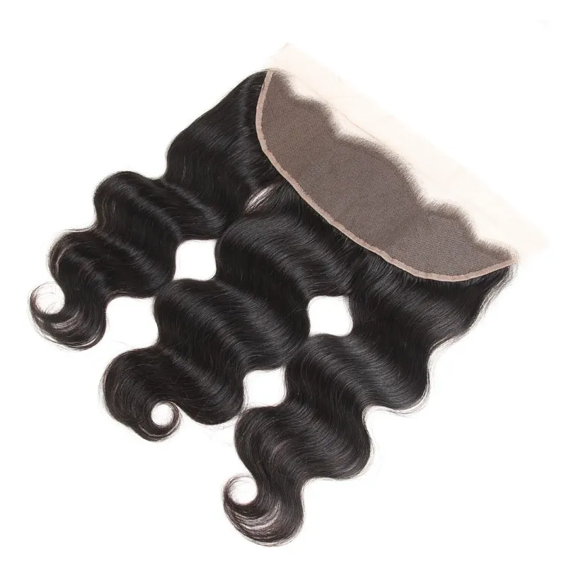 Malese 100 capelli umani non trattati onda del corpo 13x4 pizzo frontale orecchio all'orecchio capelli vergini chiusure parte remy9542453