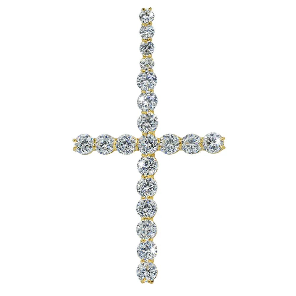 Hip Hop Iced Out Ankh-Kreuz-Anhänger-Halskette, 4 mm Tenniskette, Mikropflaster mit CZ-Steinen, Goldketten für Männer