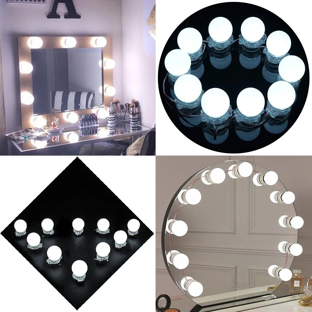 Makyaj Ayna Vanity LED Ampuller Kiti Duvar Lambası Dimmer ve Güç Kaynağı Fişi ile Fordressing Masası, Ayna Dahil Değil