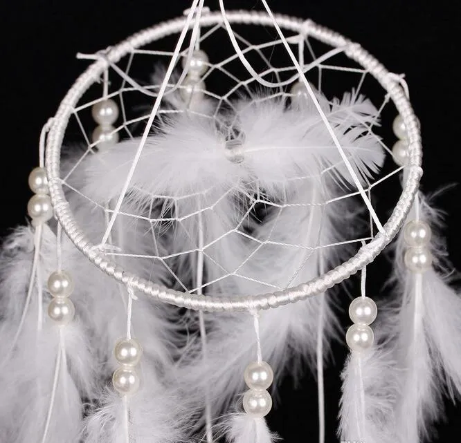 Najnowszy Handmade Dream Catcher z piórami Wiszące Dekoracji Craft Gift White Room Decor Adesivos Para Parede DreamCatcher GA128