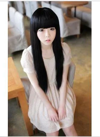 FIXSF707 natural style long fashion black straight Hair wig Wigs for women