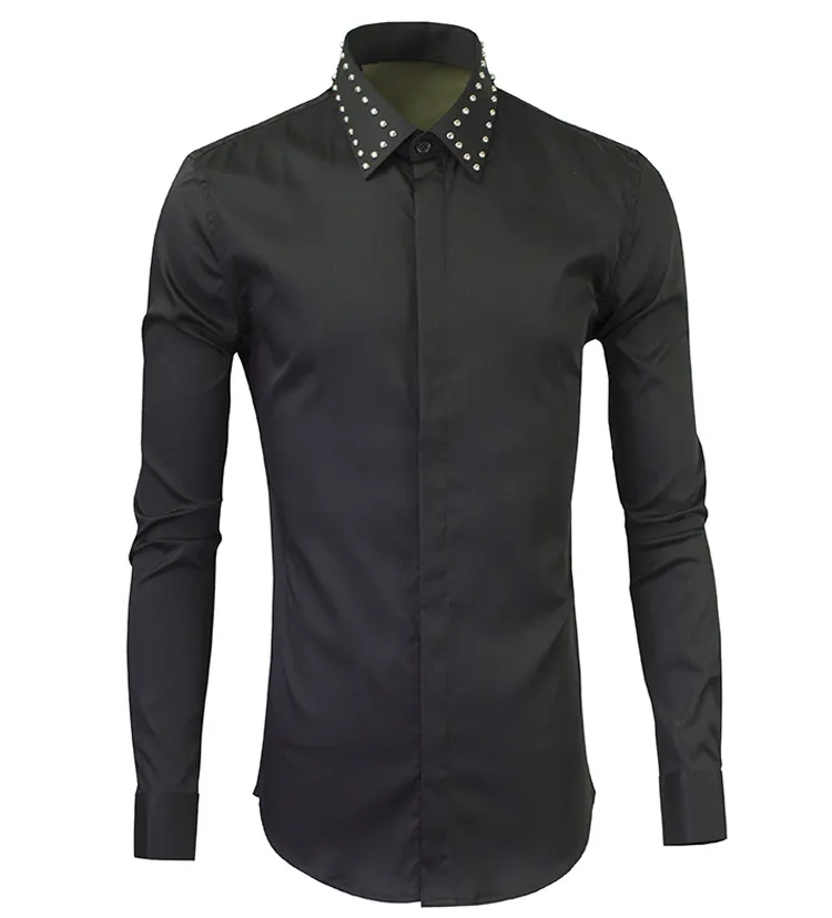 2016 Real Cotton Full Regular Camisas Hombre Vestir Camisa Metal Rivets And New Long Sleeve Shirt In Support A On Behalf Of Men