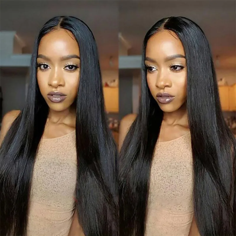 Straight Human Hair Lace Front Wigs 100% Unprocessed Brazilian Virgin Hair For Black Woman Swiss Lace Long Size Remy Human Hair Wigs Vendors