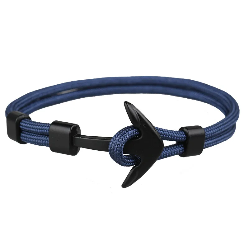 2018 New Arrival Minimalist Black Anchor Bracelet Mens Rope Chain