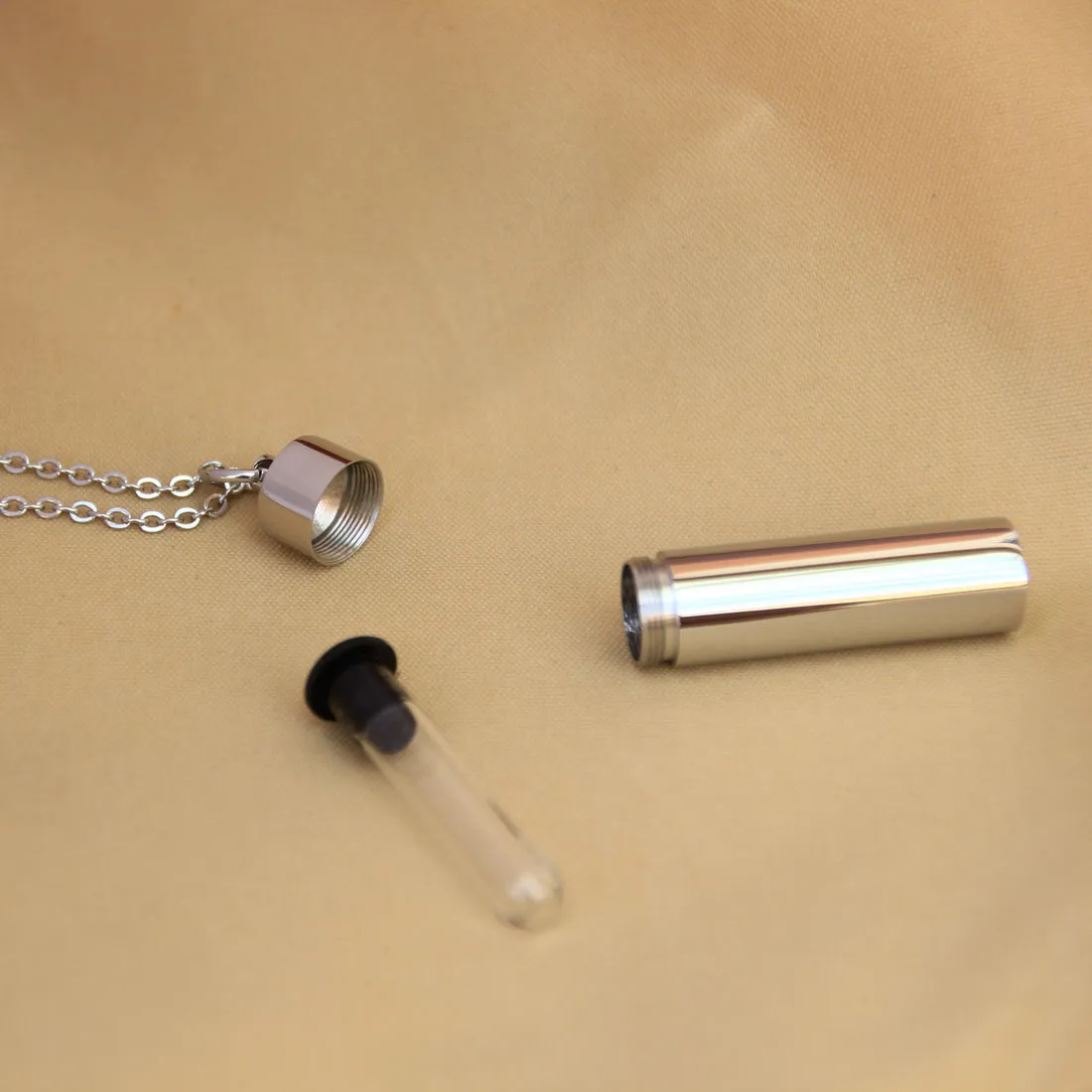 Stainless Steel Cremation Urn Necklace | Glass Container Memorial Pendant | 24-Inch Chain Keepsake Jewelry