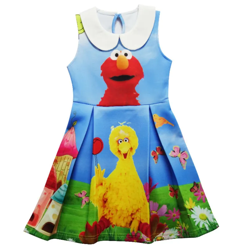 2017 Baby Girl Dress Sesame Street Elmo Cartoon Dress Summer Children Kids Costumes For Girls Party Dresses243i5915234