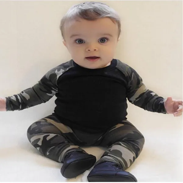 아기 소년 군대 의류 세트 fashoin 유아 옷 세트 유아 긴 소매 티셔츠와 위장 바지 양복
