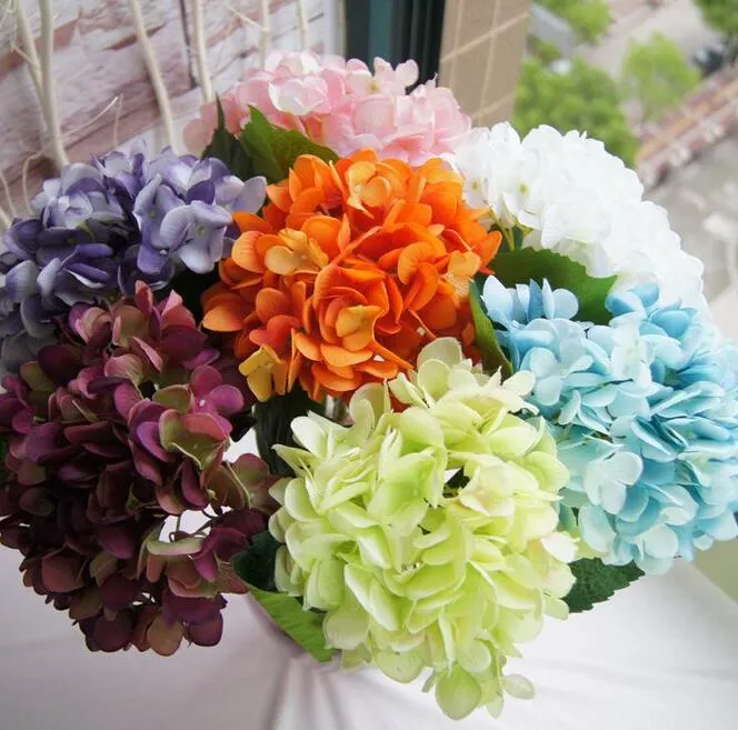 Artificial Hydrangea Flower 47cm Fake Silk Single Real Touch Hydrangeas for Wedding Centerpieces Home Party Decorative Flowers GA15