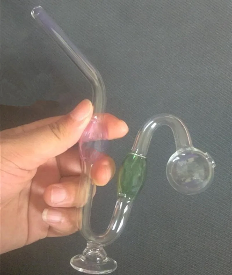 New Design Colorful Snakelike Glass Pipes Bong Oil Burners 20cm Big Thick Glass Tobacco Water Pipes for Smoking Hookahs Pipe with Base P01
