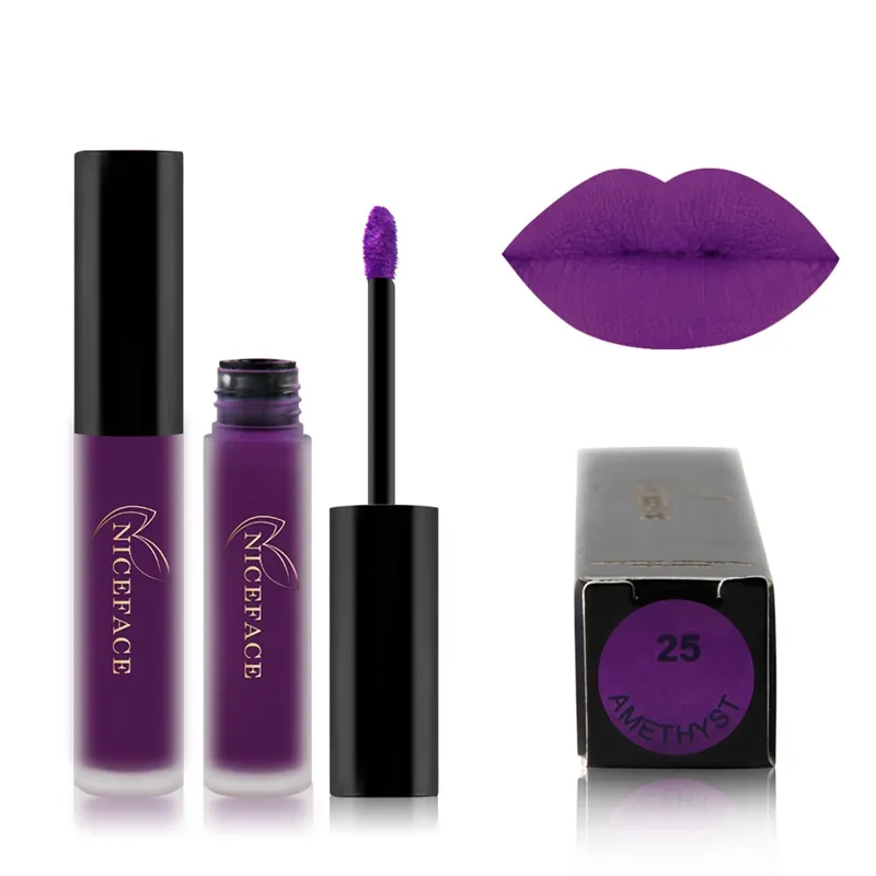 Niceface 30 colors Sexy Long Lasting Waterproof Ultra Matte Liquid Lipstick Moisturizer Velvet Lipstick Lip Cosmetic Beauty Makeup